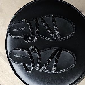 OLIVIA MILLER Sandals Black Studded Jelly Slides
